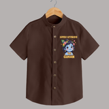 Little Krishna Floral Crown Print Shirt - CHOCOLATE BROWN - 0 - 6 Months Old (Chest 23")