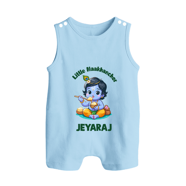 Little Maakhan Chor Butter Delight Print Button Romper - BABY BLUE - New Born (Chest 18")