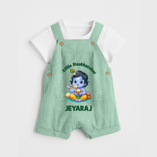 Little Maakhan Chor Butter Delight Print Dungaree - MINT GREEN - 0 - 5 Months Old (Chest 18")