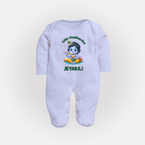 Little Maakhan Chor Butter Delight Print Fullbody suit - BABY BLUE - New Born (Chest 7.5")