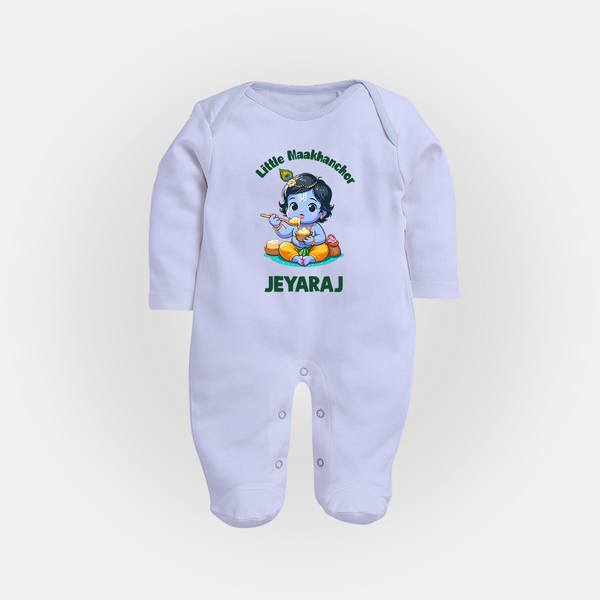 Little Maakhan Chor Butter Delight Print Fullbody suit - BABY BLUE - New Born (Chest 7.5")