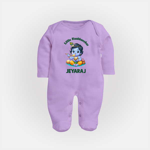 Little Maakhan Chor Butter Delight Print Fullbody suit - LILAC - New Born (Chest 7.5")