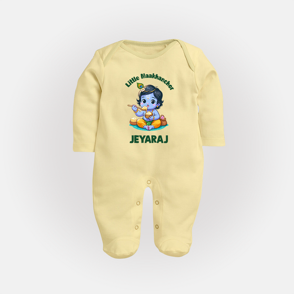 Little Maakhan Chor Butter Delight Print Fullbody suit - PASTEL YELLOW - New Born (Chest 7.5")