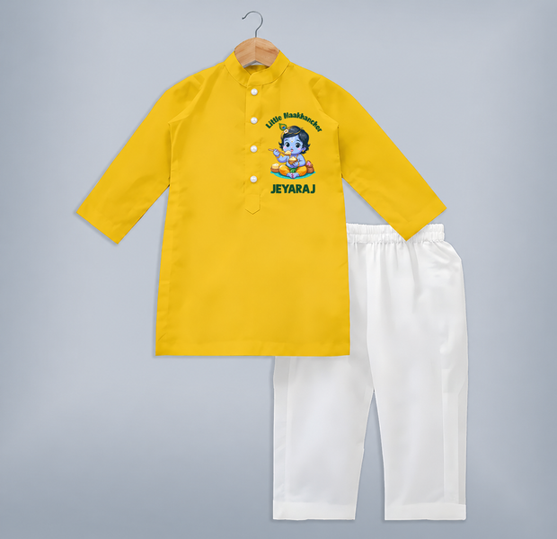 Little Maakhan Chor Butter Delight Print Kurta - CHROME YELLOW - 3 - 6 Months Old (Chest 24", Kurta Length 14'', Waist 19", Pant Length 14")