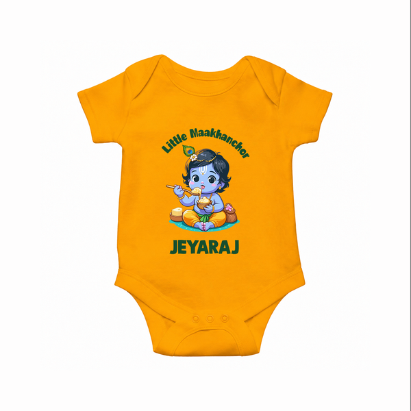 Little Maakhan Chor Butter Delight Print Romper - CHROME YELLOW - New Born (Chest 14")