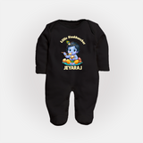Little Maakhan Chor Butter Delight Print Fullbody suit - BLACK - New Born (Chest 7.5")