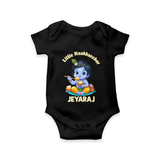 Little Maakhan Chor Butter Delight Print Romper - BLACK - New Born (Chest 14")