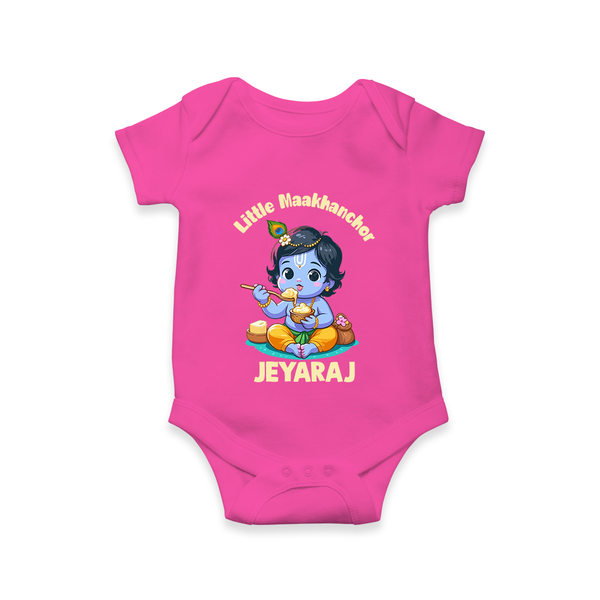 Little Maakhan Chor Butter Delight Print Romper - HOT PINK - New Born (Chest 14")