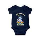 Little Maakhan Chor Butter Delight Print Romper - NAVY BLUE - New Born (Chest 14")