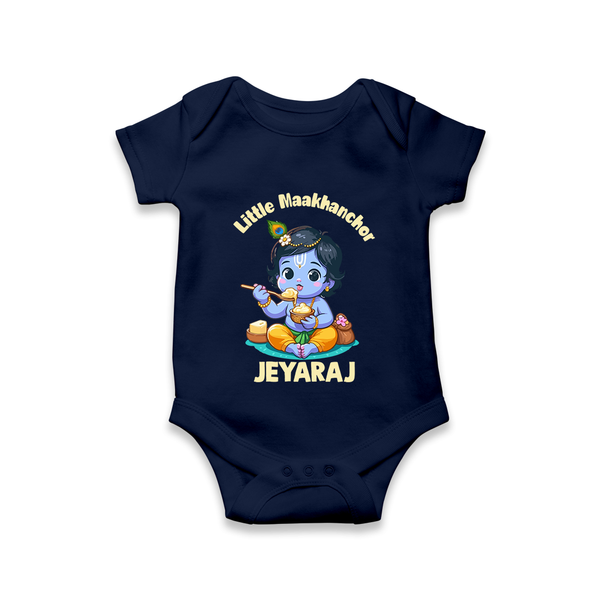 Little Maakhan Chor Butter Delight Print Romper - NAVY BLUE - New Born (Chest 14")