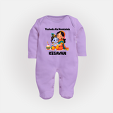 Yashoda Krishna Motherly Love Print Fullbody suit - LILAC - New Born (Chest 7.5")