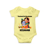 Yashoda Krishna Motherly Love Print Romper - PASTEL YELLOW - New Born (Chest 14")