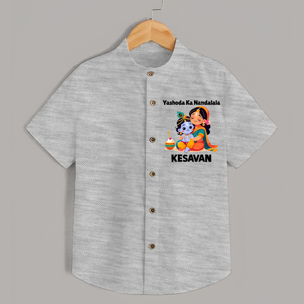 Yashoda Krishna Motherly Love Print Shirt - GREY - 0 - 6 Months Old (Chest 23")