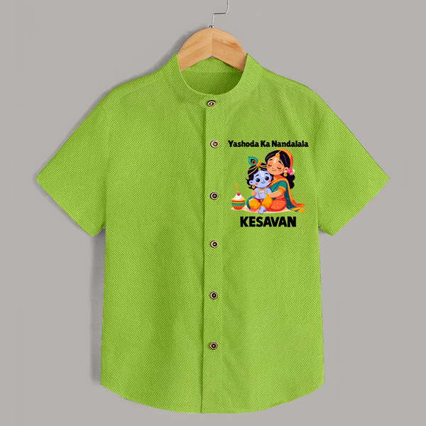 Yashoda Krishna Motherly Love Print Shirt - LIME GREEN - 0 - 6 Months Old (Chest 23")