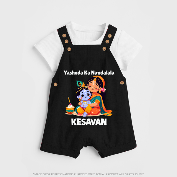 Yashoda Krishna Motherly Love Print Dungaree - BLACK - 0 - 5 Months Old (Chest 18")