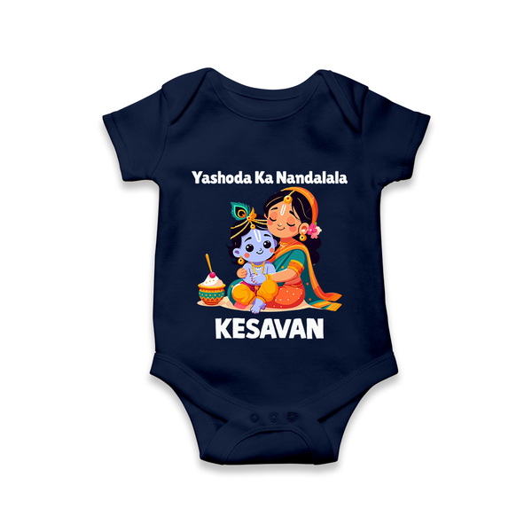 Yashoda Krishna Motherly Love Print Romper - NAVY BLUE - New Born (Chest 14")