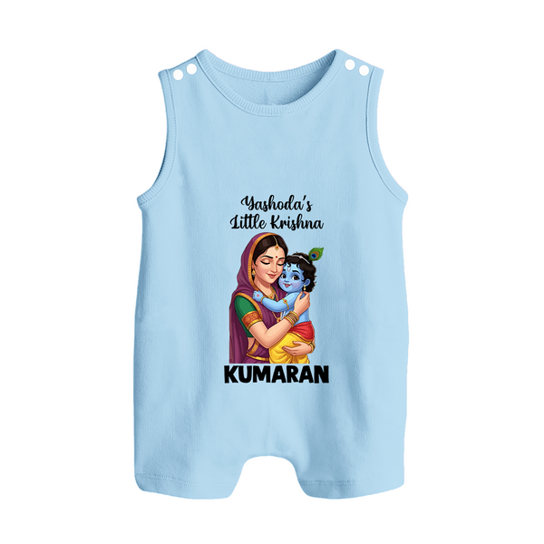 Yashoda’s Little Krishna Blessings Print Button Romper - BABY BLUE - New Born (Chest 18")
