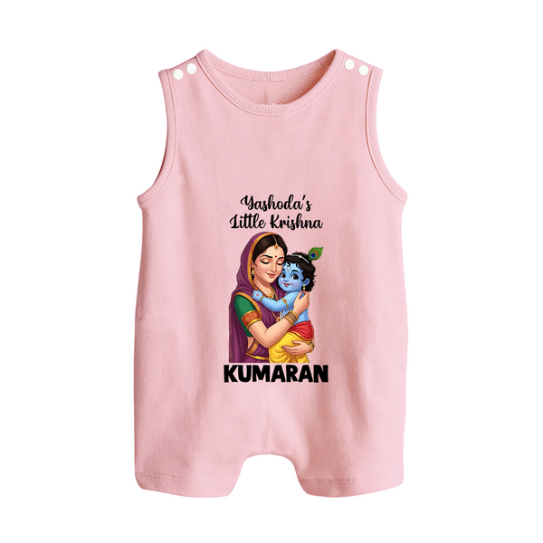 Yashoda’s Little Krishna Blessings Print Button Romper - BABY PINK - New Born (Chest 18")