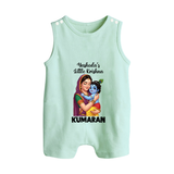 Yashoda’s Little Krishna Blessings Print Button Romper - MINT GREEN - New Born (Chest 18")