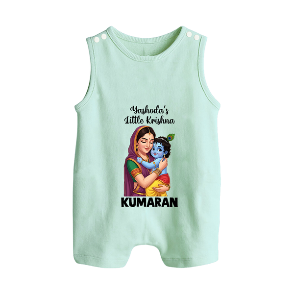 Yashoda’s Little Krishna Blessings Print Button Romper - MINT GREEN - New Born (Chest 18")