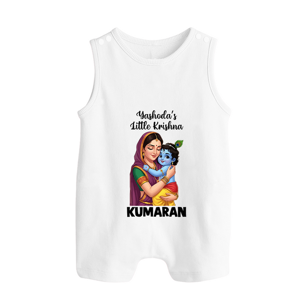 Yashoda’s Little Krishna Blessings Print Button Romper - WHITE - New Born (Chest 18")
