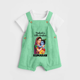 Yashoda’s Little Krishna Blessings Print Dungaree - GREEN - 0 - 5 Months Old (Chest 18")