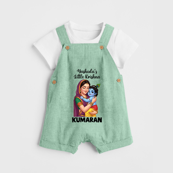 Yashoda’s Little Krishna Blessings Print Dungaree - MINT GREEN - 0 - 5 Months Old (Chest 18")