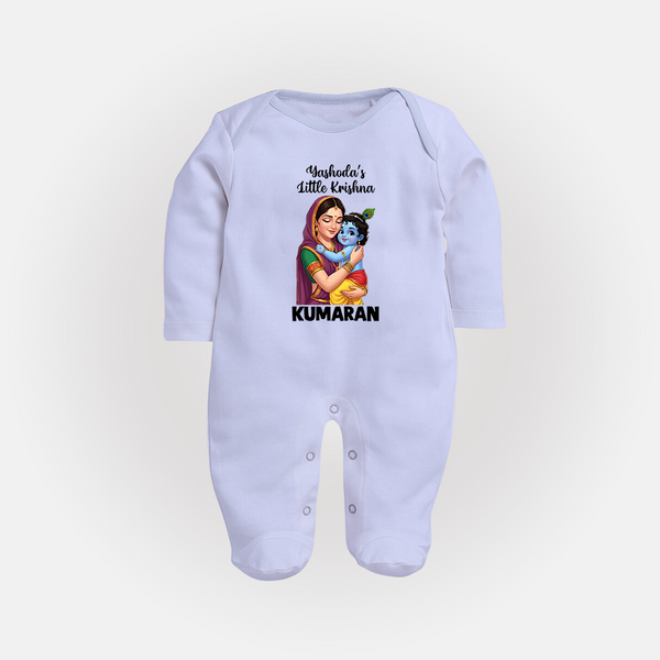 Yashoda’s Little Krishna Blessings Print Fullbody suit - BABY BLUE - New Born (Chest 7.5")