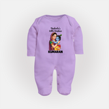 Yashoda’s Little Krishna Blessings Print Fullbody suit - LILAC - New Born (Chest 7.5")