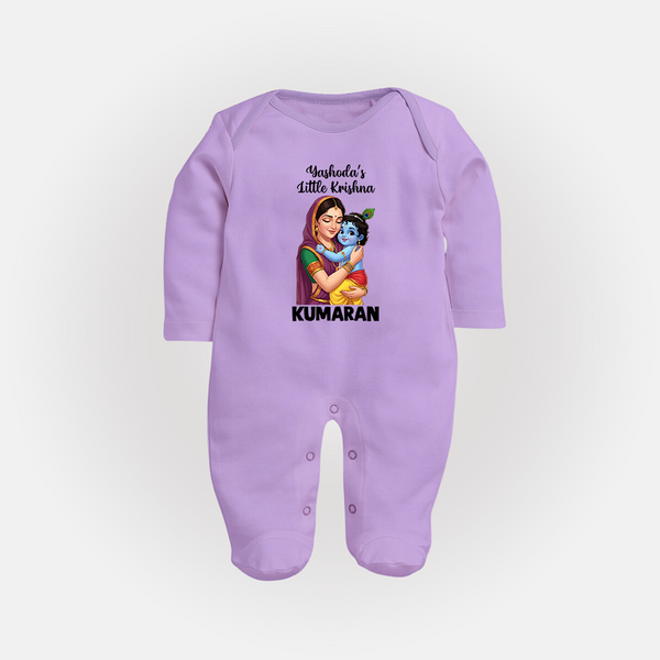 Yashoda’s Little Krishna Blessings Print Fullbody suit - LILAC - New Born (Chest 7.5")