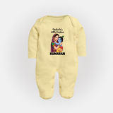 Yashoda’s Little Krishna Blessings Print Fullbody suit - PASTEL YELLOW - New Born (Chest 7.5")