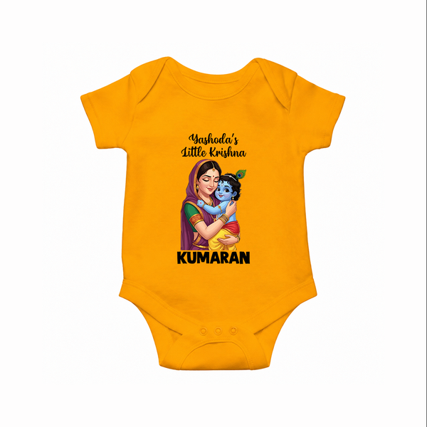Yashoda’s Little Krishna Blessings Print Romper - CHROME YELLOW - New Born (Chest 14")