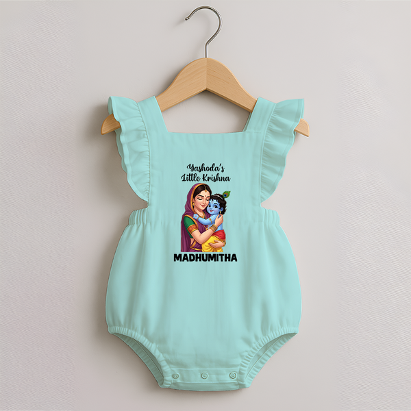 Yashoda’s Little Krishna Blessings Print Romper Frock - MINT GREEN - 0 - 3 Months Old (Chest 19")