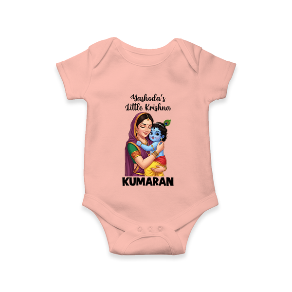 Yashoda’s Little Krishna Blessings Print Romper - PEACH - New Born (Chest 14")