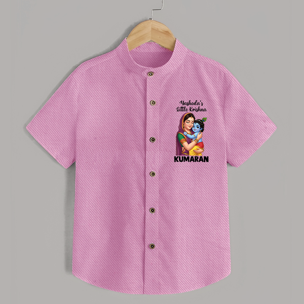 Yashoda’s Little Krishna Blessings Print Shirt - BABY PINK - 0 - 6 Months Old (Chest 23")