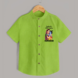 Yashoda’s Little Krishna Blessings Print Shirt - LIME GREEN - 0 - 6 Months Old (Chest 23")