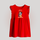 Yashoda’s Little Krishna Blessings Print Baby Frock - RED - 0 - 3 Months Old (Chest 17")