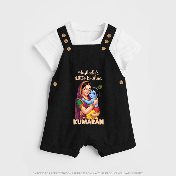 Yashoda’s Little Krishna Blessings Print Dungaree - BLACK - 0 - 5 Months Old (Chest 18")