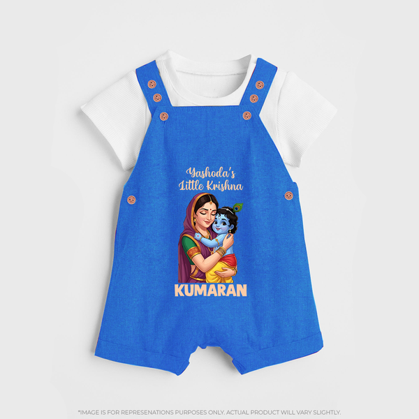 Yashoda’s Little Krishna Blessings Print Dungaree - COBALT BLUE - 0 - 5 Months Old (Chest 18")