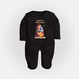 Yashoda’s Little Krishna Blessings Print Fullbody suit - BLACK - New Born (Chest 7.5")