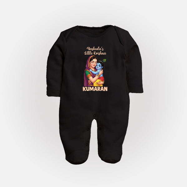 Yashoda’s Little Krishna Blessings Print Fullbody suit - BLACK - New Born (Chest 7.5")