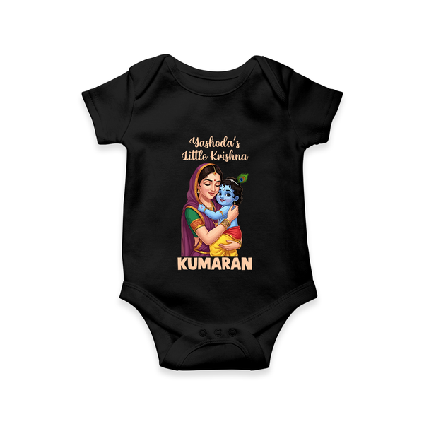 Yashoda’s Little Krishna Blessings Print Romper - BLACK - New Born (Chest 14")