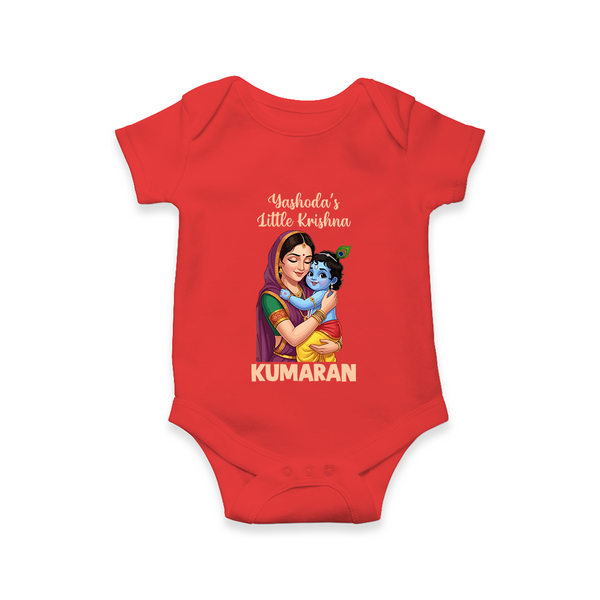 Yashoda’s Little Krishna Blessings Print Romper - RED - New Born (Chest 14")