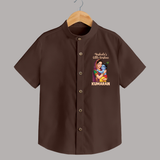 Yashoda’s Little Krishna Blessings Print Shirt - CHOCOLATE BROWN - 0 - 6 Months Old (Chest 23")