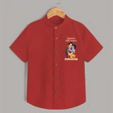 Yashoda’s Little Krishna Blessings Print Shirt - RED - 0 - 6 Months Old (Chest 23")