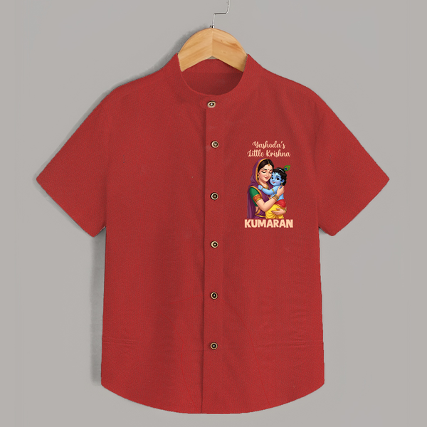 Yashoda’s Little Krishna Blessings Print Shirt - RED - 0 - 6 Months Old (Chest 23")