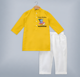 Cute Krishna Cow & Flute Theme Print Kurta - CHROME YELLOW - 3 - 6 Months Old (Chest 24", Kurta Length 14'', Waist 19", Pant Length 14")