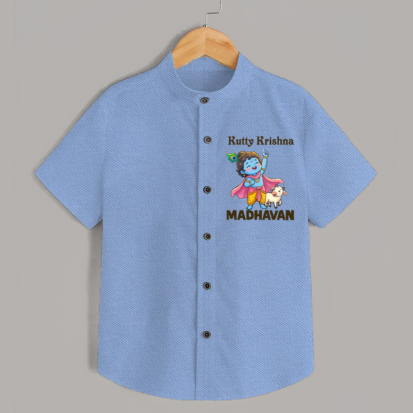 Cute Krishna Cow & Flute Theme Print Shirt