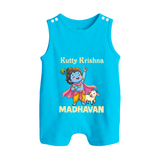 Cute Krishna Cow & Flute Theme Print Button Romper
