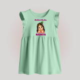 Little Radha Krishna Divine Charm Print Baby Frock - MINT GREEN - 0 - 3 Months Old (Chest 17")